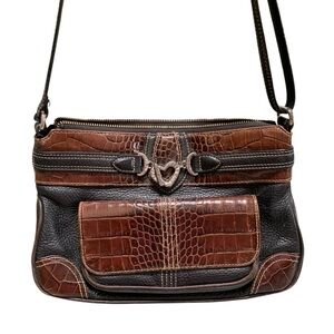 Brighton Beatrice Black and Brown Vintage Bag with Multi-Textured Design